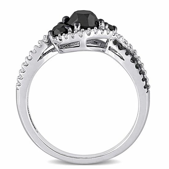 Stella Grace 10k White Gold 1 Carat T.W. Black & White Diamond 3-Stone Ring 3 Stella Grace 10k White Gold 1 Carat T.W. Black & White Diamond 3-Stone Ring - Image 3