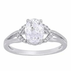 Stella Grace 10K White Gold Lab-Created White Sapphire & Diamond Accent Engagement Ring