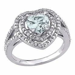 Stella Grace 10K White Gold Aquamarine & 1/5 Carat T.W. Diamond Ring