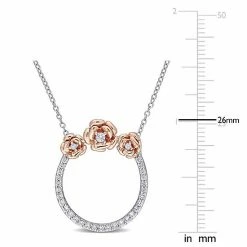 Stella Grace Two-Tone Sterling Silver Lab-Created White Sapphire Rose & Circle Pendant Necklace -Stella Grace Sales unnamed file 5024