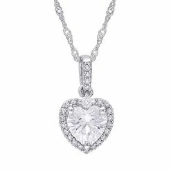 Stella Grace 10k White Gold 1/10 Carat T.W. Diamond & Lab-Created Moissanite Heart Pendant