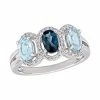 Stella Grace Sterling Sliver Blue Topaz & 1/5 Carat T.W. Halo Ring
