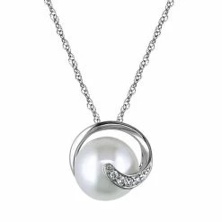 Stella Grace 10k White Gold Diamond Accent & Freshwater Cultured Pearl Pendant
