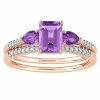 Stella Grace 10k Rose Gold Rose De France Amethyst, African Amethyst & 1/10 Carat T.W. Diamond Engagement Ring Set