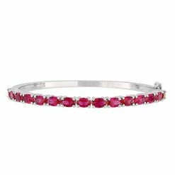 Stella Grace Sterling Silver Lab-Created Ruby Bangle Bracelet