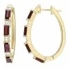 Stella Grace Gold Tone Sterling Silver Garnet & White Topaz Hoop Earrings