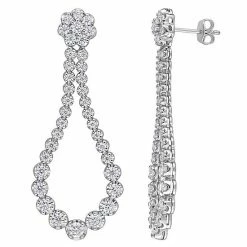 Stella Grace Sterling Silver 2 3/4 Carat T.W. Lab-Created Moissanite Open Teardrop Dangle Earrings