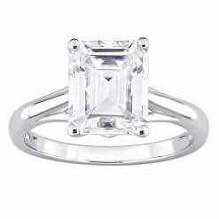 Stella Grace 10k White Gold 3 1/2 Carat T.W. Lab-Created Moissanite Emerald-Cut Solitaire Ring