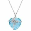 Stella Grace 10k White Gold Blue Topaz & 1/8 Carat T.W. Diamond Heart Pendant Necklace