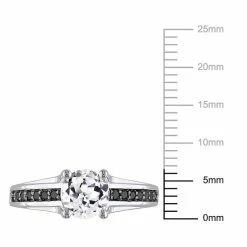 Stella Grace Lab-Created White Sapphire And Black Diamond Engagement Ring In Sterling Silver (.14 Ct. T.W.) -Stella Grace Sales unnamed file 51