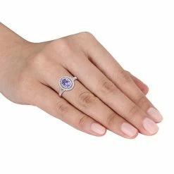Stella Grace 10k White Gold Tanzanite & 1/4 Carat T.W. Diamond Halo Engagement Ring -Stella Grace Sales unnamed file 5107