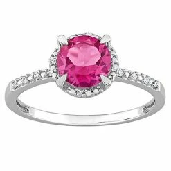 Stella Grace 10k White Gold Pink Topaz & Diamond Accent Halo Engagement Ring
