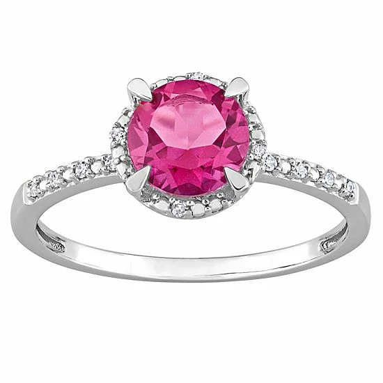 Stella Grace 10k White Gold Pink Topaz & Diamond Accent Halo Engagement Ring 1 Stella Grace 10k White Gold Pink Topaz & Diamond Accent Halo Engagement Ring