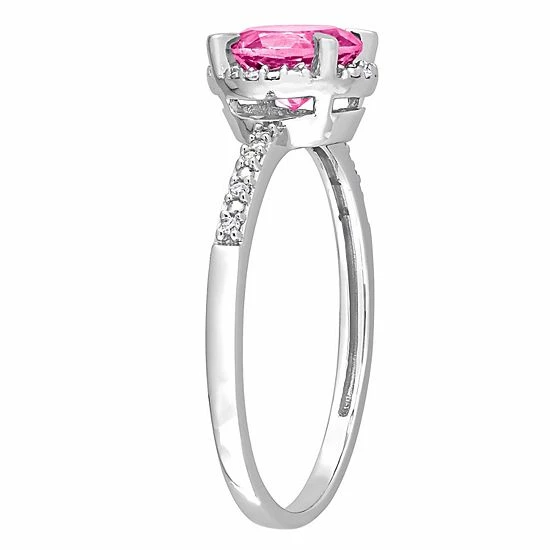 Stella Grace 10k White Gold Pink Topaz & Diamond Accent Halo Engagement Ring 2 Stella Grace 10k White Gold Pink Topaz & Diamond Accent Halo Engagement Ring - Image 2