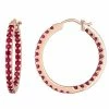 Stella Grace 10k Rose Gold Garnet Inside Out Hoop Earrings