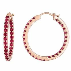 Stella Grace 10k Rose Gold Garnet Inside Out Hoop Earrings