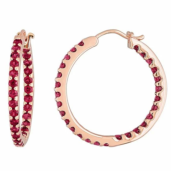 Stella Grace 10k Rose Gold Garnet Inside Out Hoop Earrings 1 Stella Grace 10k Rose Gold Garnet Inside Out Hoop Earrings