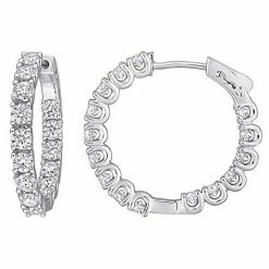 Stella Grace Sterling Silver Lab-Created Moissanite Inside-Out Hoop Earrings