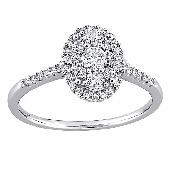 Stella Grace 10k White Gold 1/2 Carat T.W. Diamond Oval Cluster Engagement Ring 1 Stella Grace 10k White Gold 1/2 Carat T.W. Diamond Oval Cluster Engagement Ring