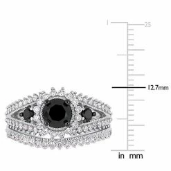 Stella Grace 10k White Gold 2 Carat T.W. Black & White Diamond Halo Engagement Ring Set -Stella Grace Sales unnamed file 5192