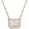 Stella Grace 14k Rose Gold Morganite & 1/10 Carat T.W. Diamond Floating Halo Necklace