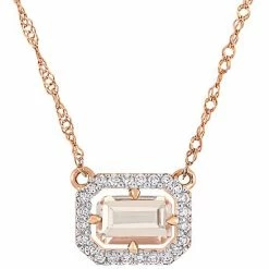 Stella Grace Sales 9 Stella Grace 14k Rose Gold Morganite & 1/10 Carat T.W. Diamond Floating Halo Necklace