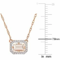 Stella Grace 14k Rose Gold Morganite & 1/10 Carat T.W. Diamond Floating Halo Necklace -Stella Grace Sales unnamed file 5210