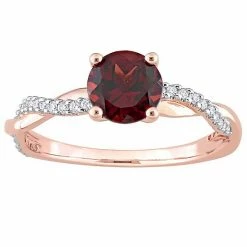 Stella Grace 14k Rose Gold Garnet & 1/6 Carat T.W. Diamond Crossover Engagement Ring