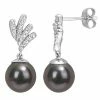 Stella Grace 10k White Gold Tahitian Cultured Pearl & Diamond Accent Drop Earrings