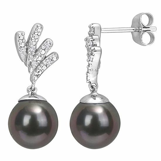Stella Grace 10k White Gold Tahitian Cultured Pearl & Diamond Accent Drop Earrings 1 Stella Grace 10k White Gold Tahitian Cultured Pearl & Diamond Accent Drop Earrings