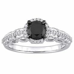 Stella Grace 1 1/8 Carat T.W. Black & White Diamond Halo Filigree Engagement Ring