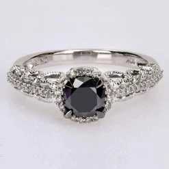 Stella Grace 1 1/8 Carat T.W. Black & White Diamond Halo Filigree Engagement Ring -Stella Grace Sales unnamed file 5238