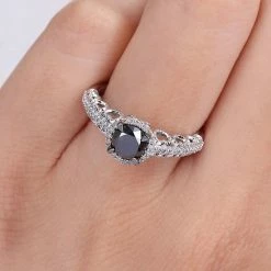 Stella Grace 1 1/8 Carat T.W. Black & White Diamond Halo Filigree Engagement Ring -Stella Grace Sales unnamed file 5242