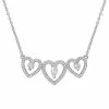 Stella Grace Sterling Silver White Topaz & 1/5 Ct. T.W Diamond Triple Heart Necklace