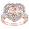 Stella Grace 10k Rose Gold 1/3 Carat T.W Diamond & Morganite Heart Halo Ring