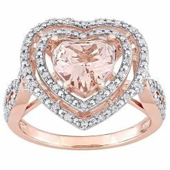 Stella Grace 10k Rose Gold 1/3 Carat T.W Diamond & Morganite Heart Halo Ring