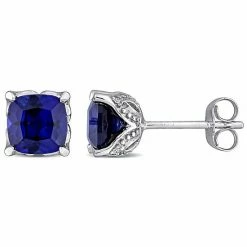 Stella Grace 10k White Gold Lab-Created Sapphire & Diamond Accent Stud Earrings