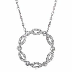 Stella Grace 10K White Gold Lab-Created White Sapphire Circle Pendant
