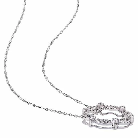 Stella Grace 10K White Gold Lab-Created White Sapphire Circle Pendant 2 Stella Grace 10K White Gold Lab-Created White Sapphire Circle Pendant - Image 2