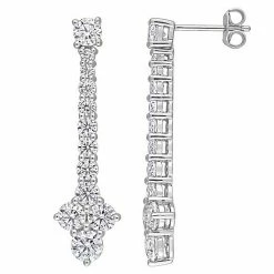 Stella Grace Sterling Silver 3 3/8 Carat T.W. Lab-Created Moissanite Linear Drop Earrings
