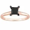 Stella Grace 14k Rose Gold 1 Carat T.W Black Diamond Princess-Cut Solitaire Ring