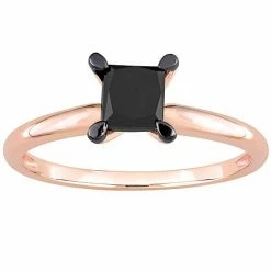 Stella Grace 14k Rose Gold 1 Carat T.W Black Diamond Princess-Cut Solitaire Ring