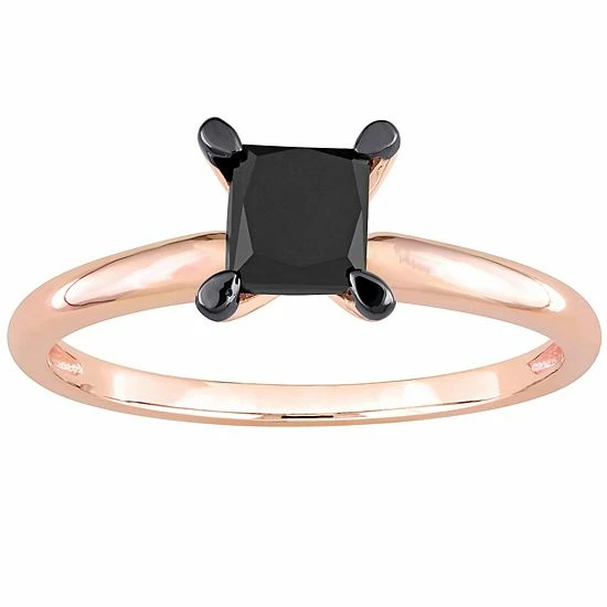 Stella Grace 14k Rose Gold 1 Carat T.W Black Diamond Princess-Cut Solitaire Ring 1 Stella Grace 14k Rose Gold 1 Carat T.W Black Diamond Princess-Cut Solitaire Ring