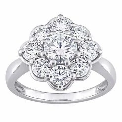 Stella Grace 10k White Gold Lab-Created Moissanite Floral Ring