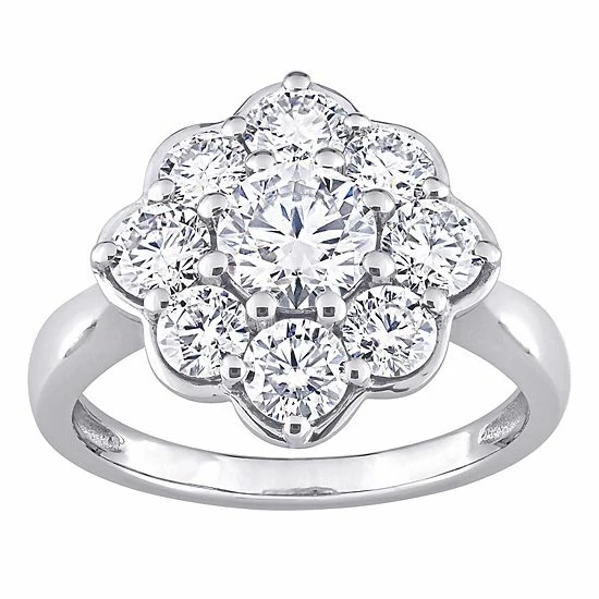 Stella Grace 10k White Gold Lab-Created Moissanite Floral Ring 1 Stella Grace 10k White Gold Lab-Created Moissanite Floral Ring