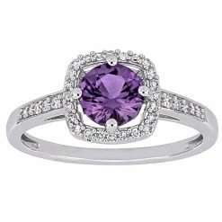 Stella Grace 10k White Gold 1/6 Carat T.W. Diamond & Simulated Alexandrite Halo Ring