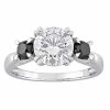 Stella Grace 10k White Gold 3/4 Carat T.W Black Diamond & Lab-Created Moissanite 3-Stone Engagement Ring