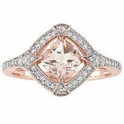 Stella Grace 10k Rose Gold Morganite, Lab-Created White Sapphire & 1/6 Carat T.W. Diamond Ring