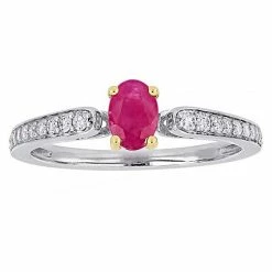 Stella Grace 10k White Gold Ruby & 1/6 Carat T.W. Diamond Engagement Ring