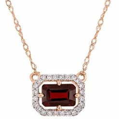 Stella Grace 14k Rose Gold Garnet & 1/10 Carat T.W. Diamond Pendant Necklace